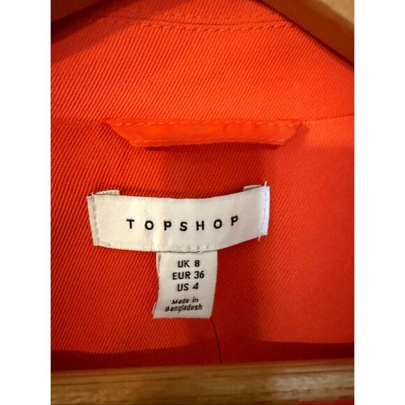 TopShop Womens Size 4 Oversized Long Blazer Jacket Bright Orange Career Fall NWT - Picture 7 of 9
